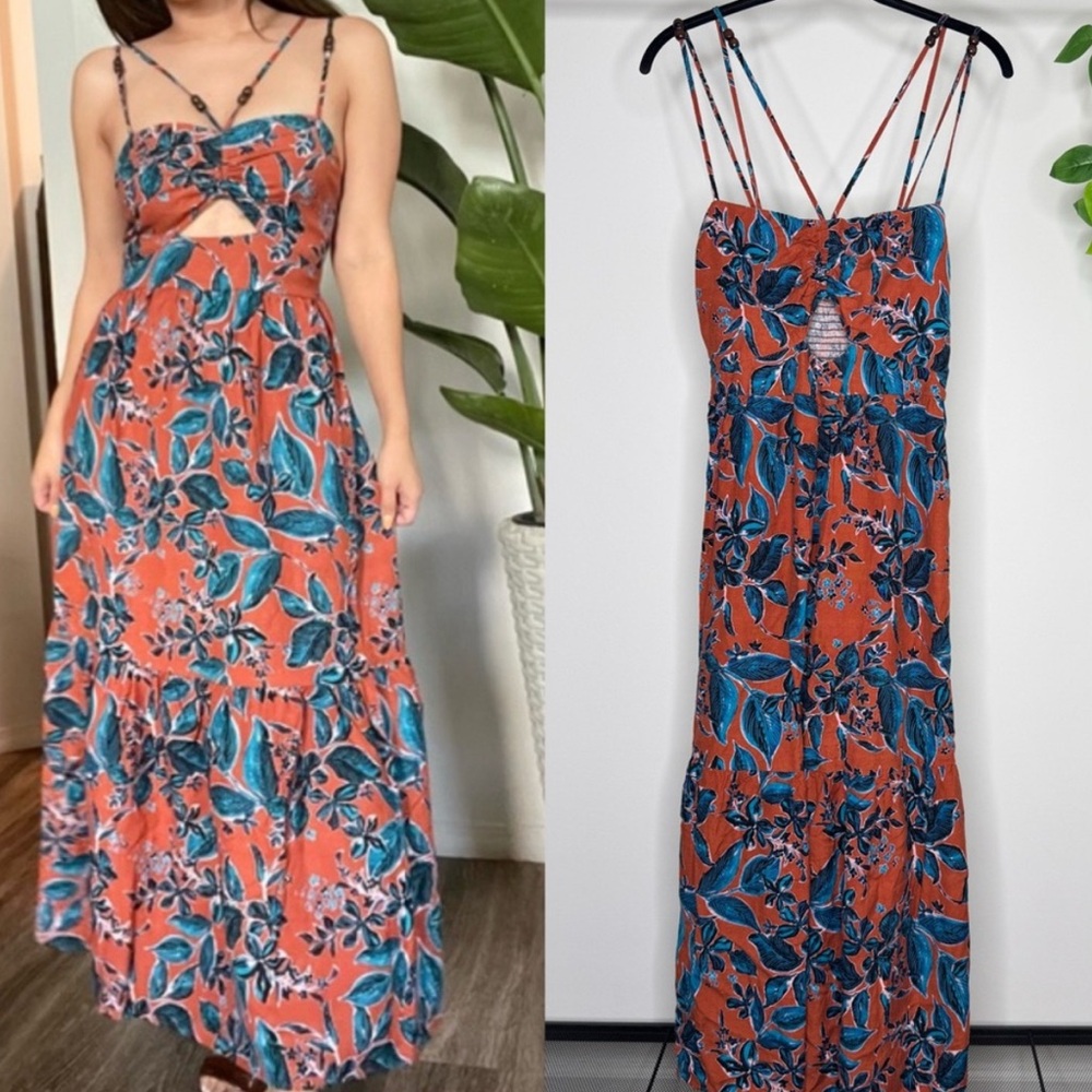 Jason Wu Orange and Blue Floral Maxi Dress
